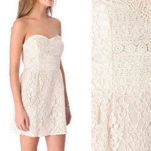 NWT New Free People | Classy Ivory White Lace Strapless Mini Dress Bride 8
